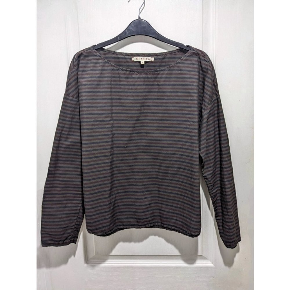 XiRENA | Striped boat neck popover top